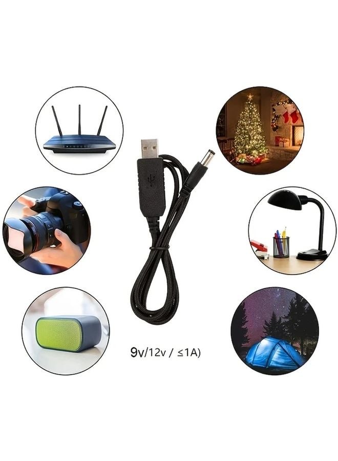 2 قطعة 9 فولت 12 فولت محول طاقة USB كابل DC 5.5x2.1 مم ذكر إلى USB A أنثى للراوتر التلفزيون - Image 4